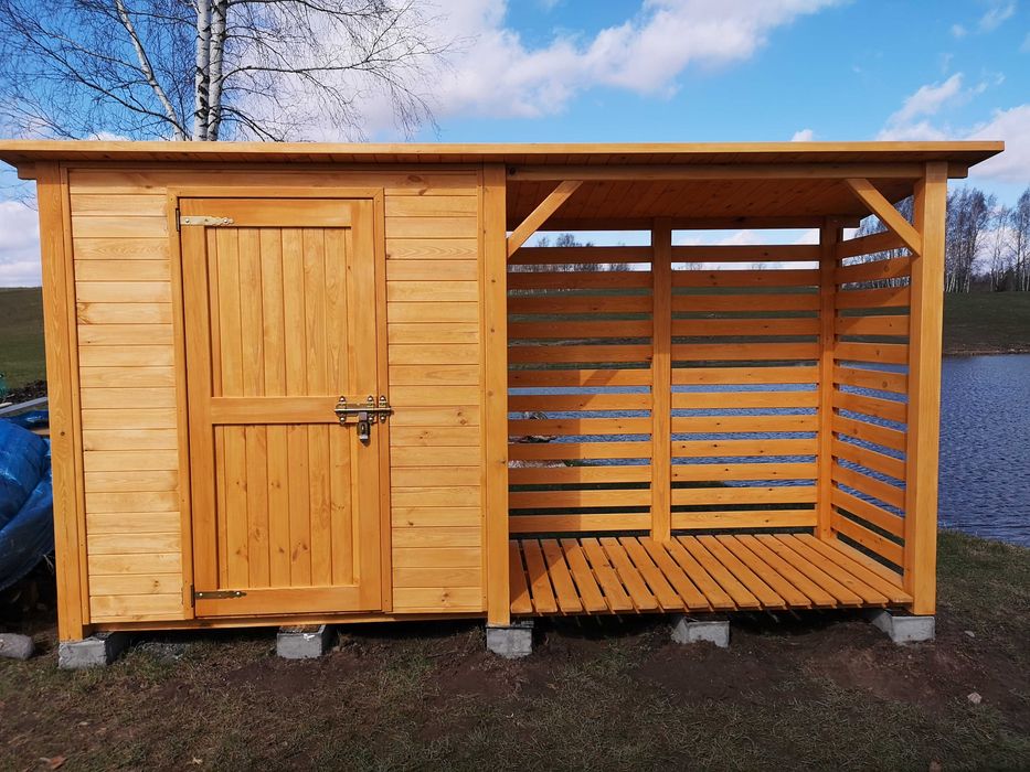 Drewutnia 2 x 1,1m + domek narzędziowy 2 x 1,1m z dachem prostym