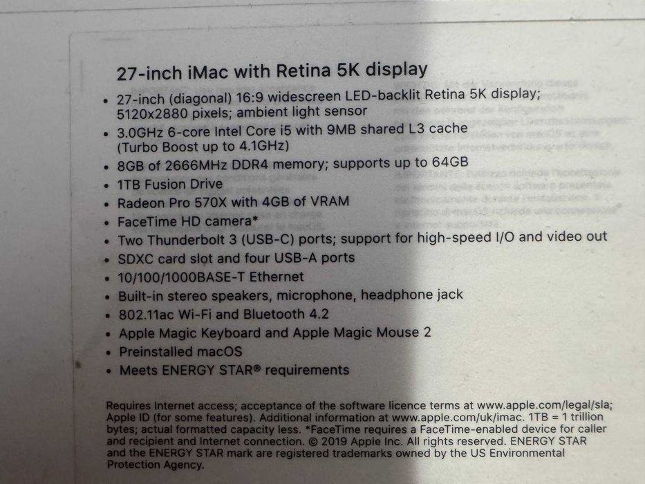 Komputer Apple iMac 27” RETINA 5K i5 16GB 512GB RADEON PRO 570X macOS