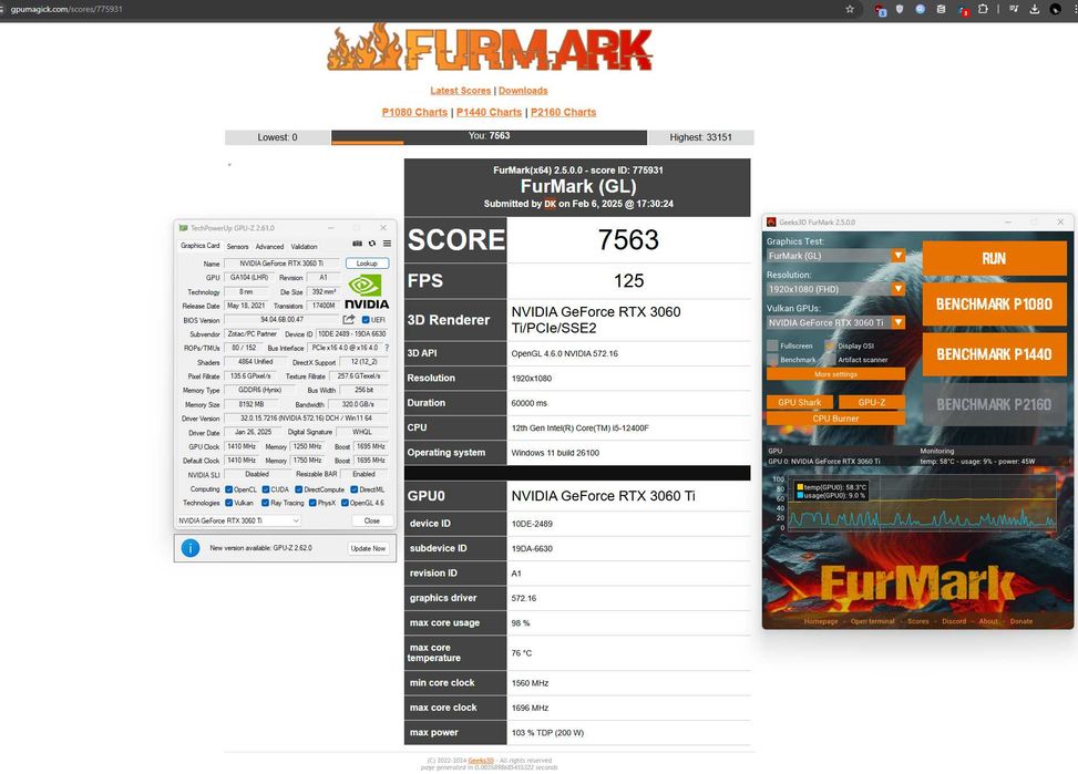MSI Z690-A + i5 12400F + RTX 3060 Ti + 32GB RAM DDR5 4800MHz +EVGA 750