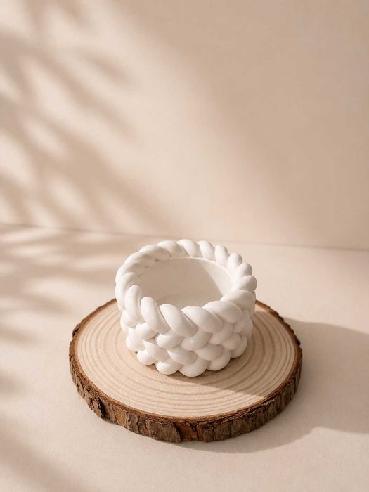 Taça trança em gesso cerâmico perfumado