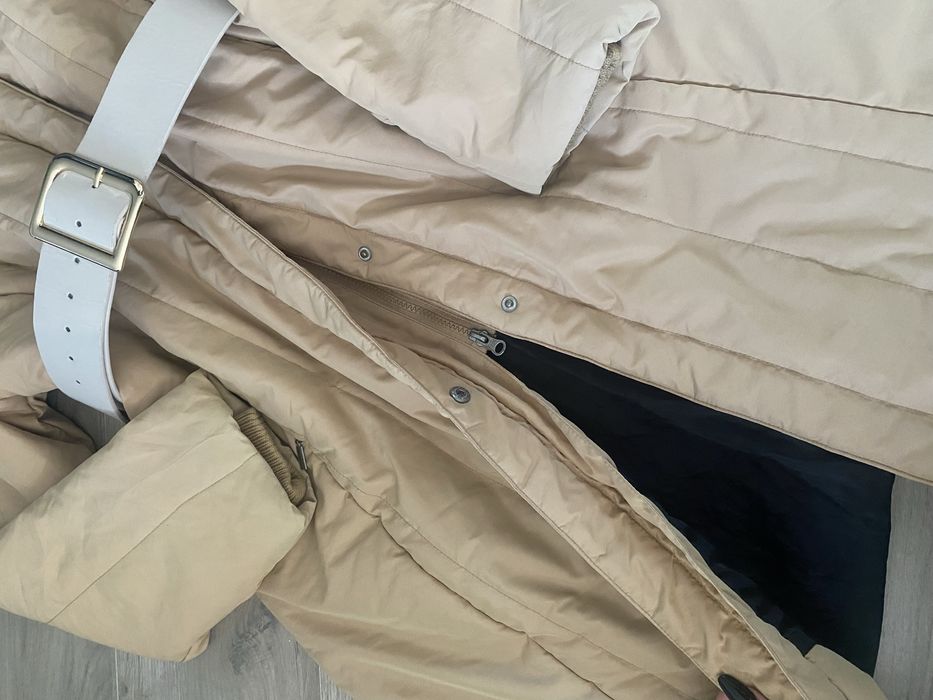 Karmelowa / beżowa kurtka midi , ciepla zimowa/ wiosenn ,płaszczyk