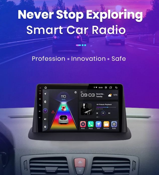 Rádio 9" android Renault Megane 3 de 2008-14 CARPLAY WIFI GPS BT Novo