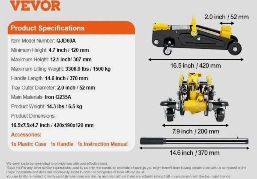 Macaco hidráulico de piso de perfil