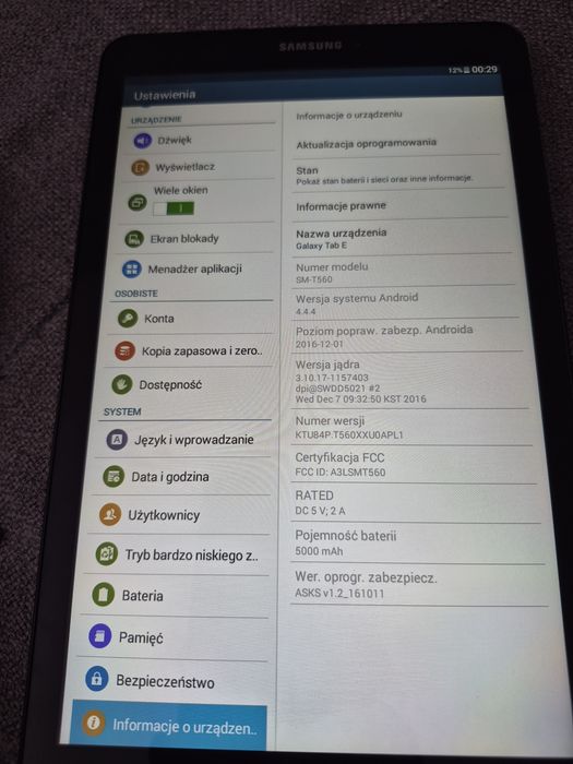 Tablet Samsung Galaxy Tab E 9.6 SM-T560 +8 Gb czarny