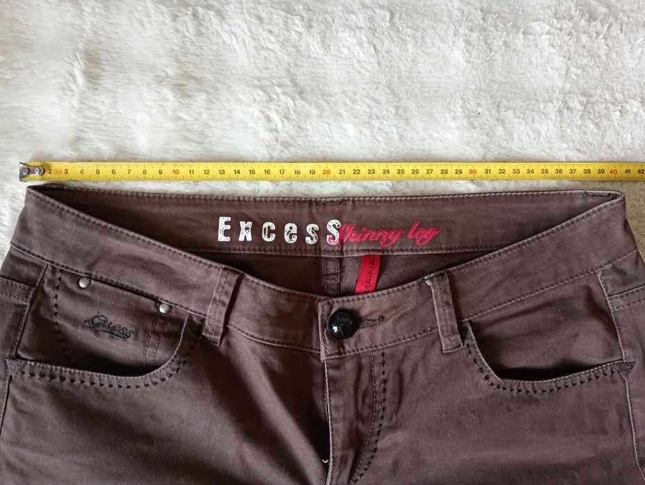 M EXCESS czekoladowe brązowe spodnie damskie skiny leg