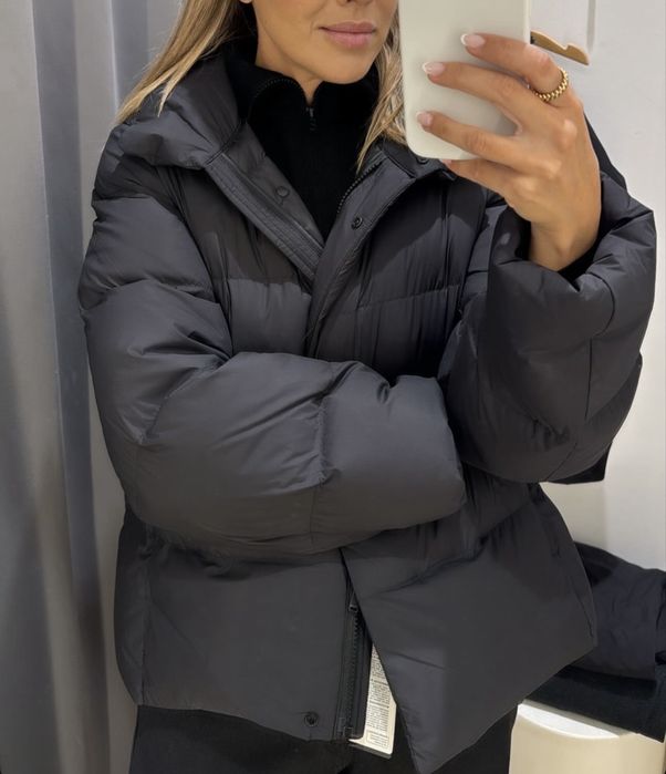 Пуховик куртка мʼяка Uniqlo Powder Soft Down Jacket чорний XS, S