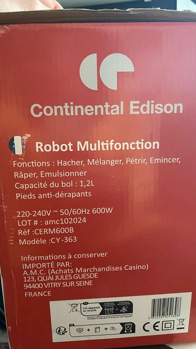 Robot de Cozinha Continental Edison Cerm600B