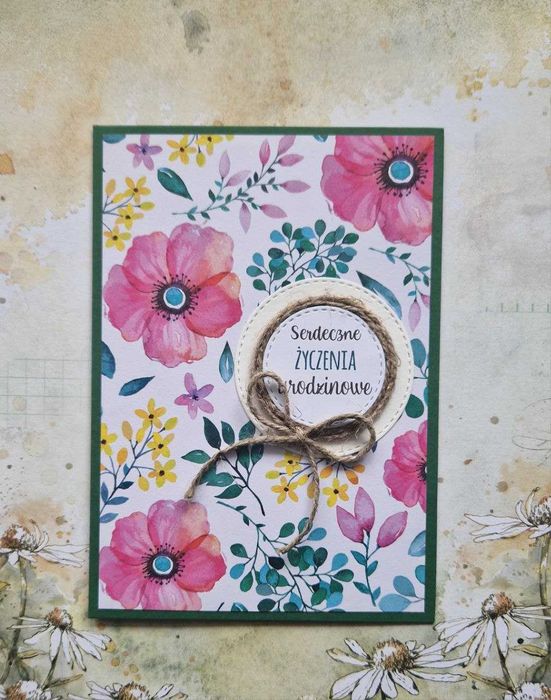 Kartka urodzinowa do koperty, ręcznie robiona