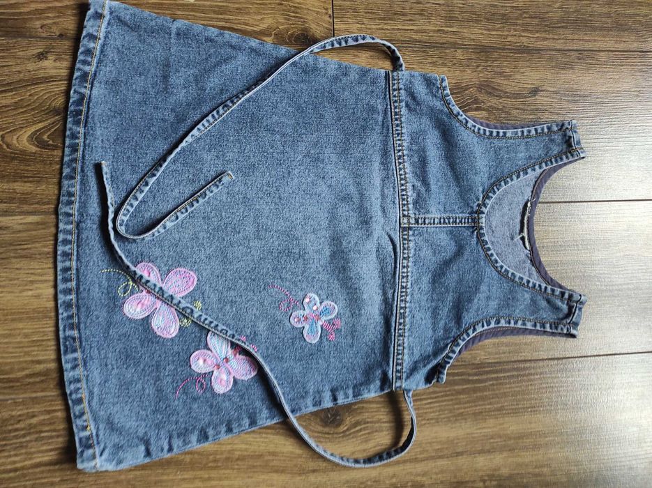 Sukienka i ogrodniczki jeans 80-86
