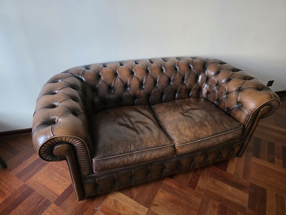 Chesterfield - sofa 2 osobowa skórzana