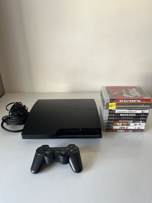 PS3 Slim + 10 jogos