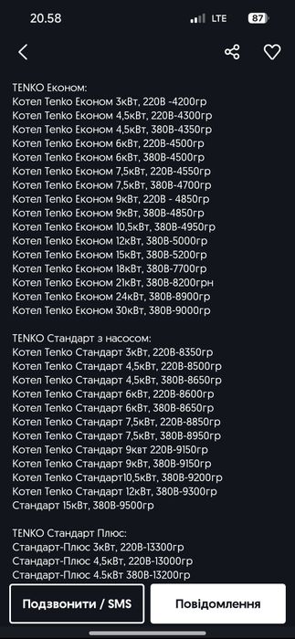 Електричний котел Тенко Економ 7,5 кВт 220 В
