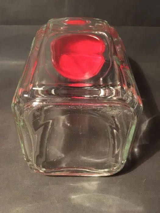 FRASCO de VIDRO - anos 50 - com tampa - 24x14 cm/s