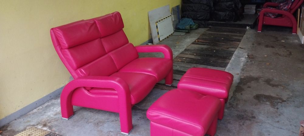 2 kanapy i 2 pufy Kler skóra naturalna