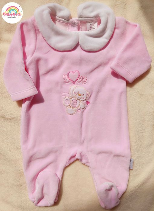 Babygrow rosa com gola