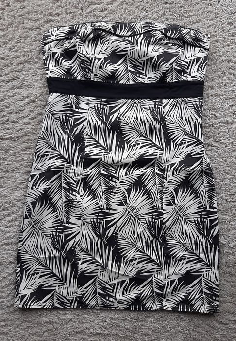 H&M Sukienka na lato liście biało czarna 40 42