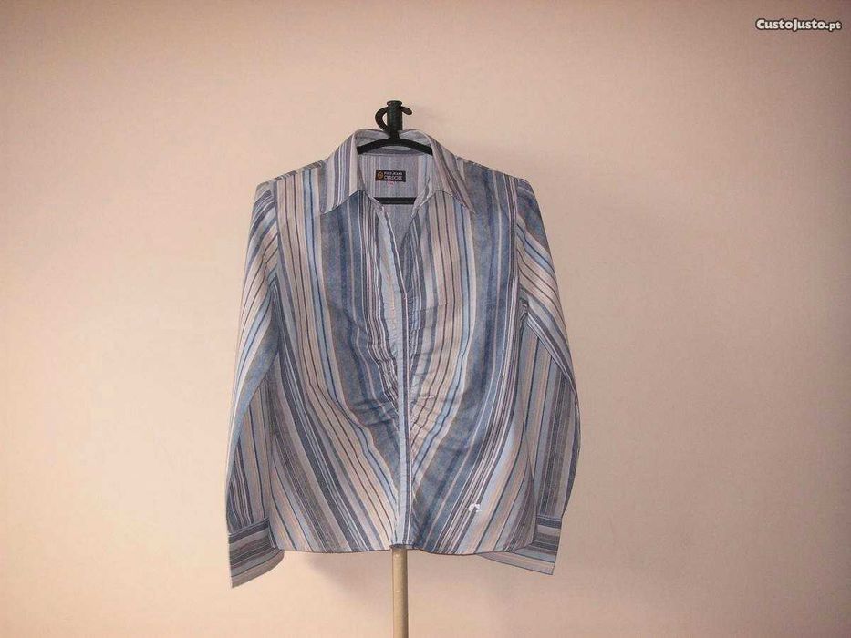 Camisa / Blusa Pure Jeans Caroche e Blusa Cinzento, Creme e Branco