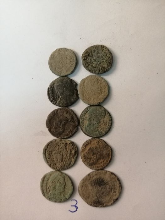 Último Lotes 10 moedas Romanas bronze por limpar