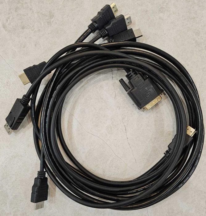 HDMI, DVI, Display Port кабели разные (4 кабеля)