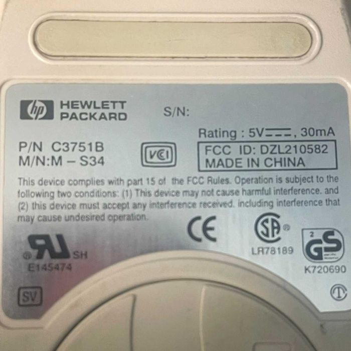 Rato bola HP/2 dois botões vintage limpo e testado