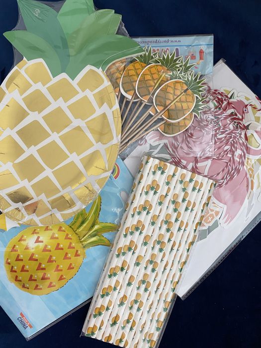 Diversos kits de festa (unicórnio, sereia, flamingo, limão, melancia,