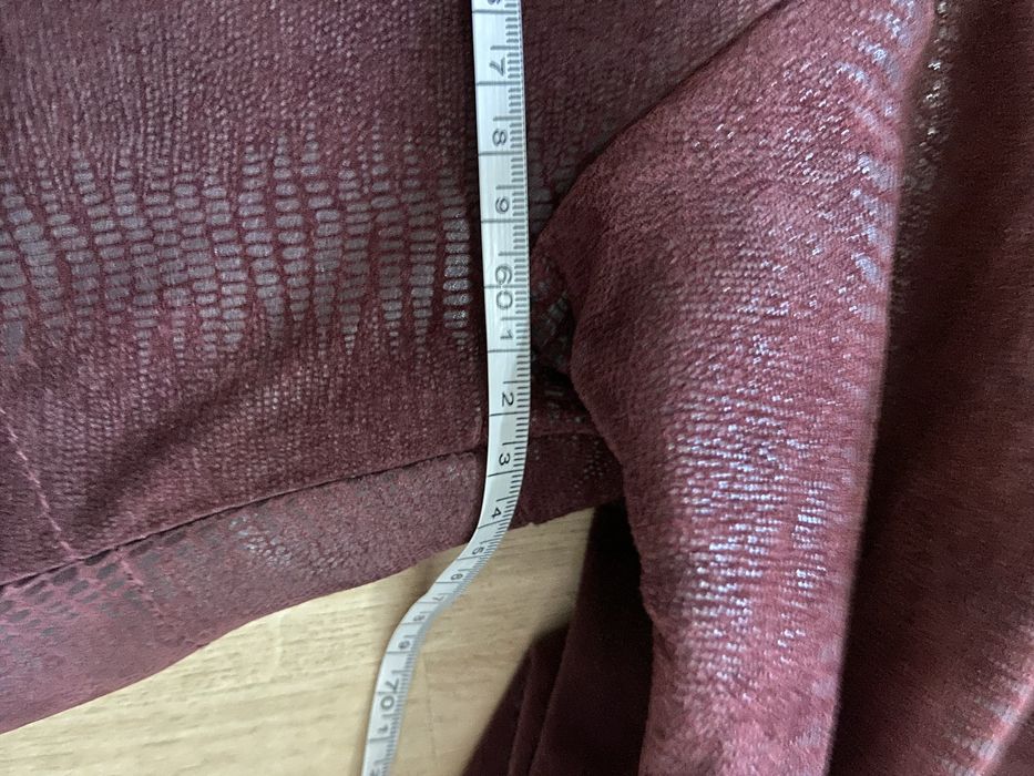 Bordowy rozkloszowany 46 3XL długi płaszcz damski skóra