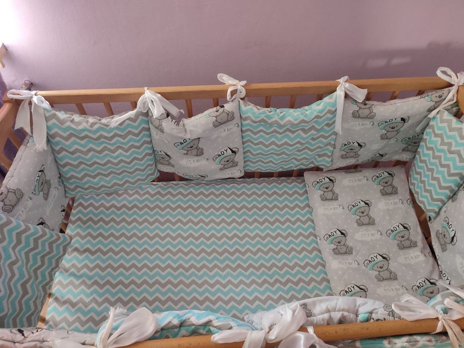 Дитяче ліжечко маятник з шухлядою + комплект