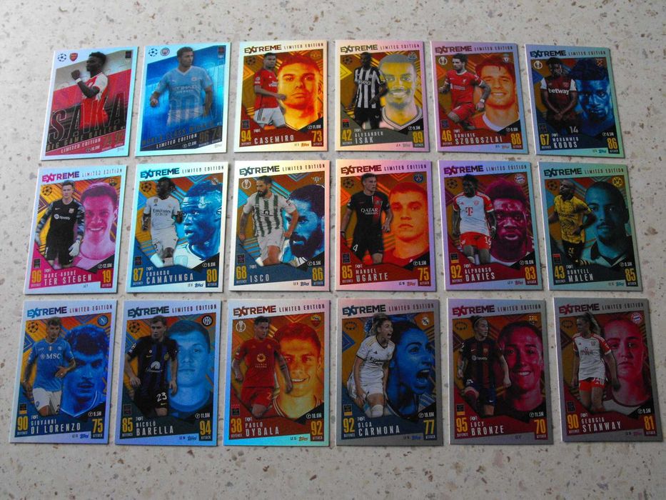 topps Match Attax EXTRA 2023/24, EXTREME LIMITED EDITION, komplet 18 kart.