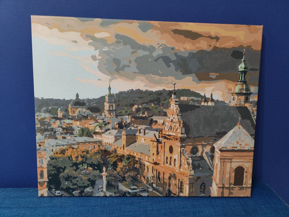 Готова картина за номерами "Львівські дахи"