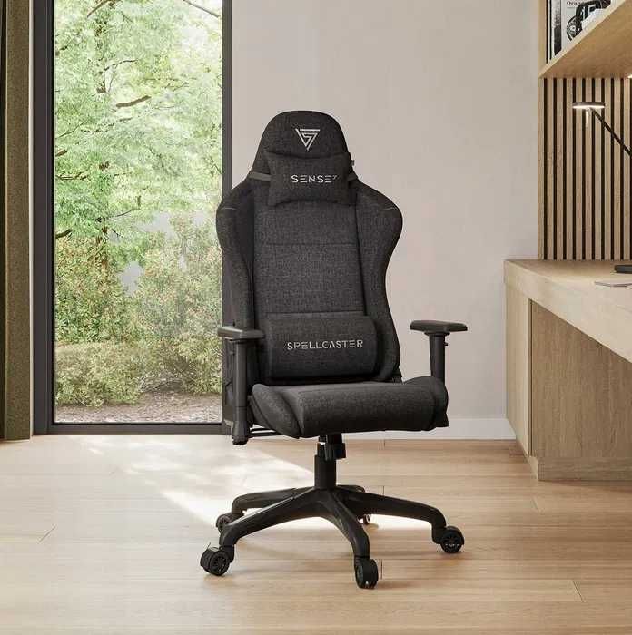 NOWY Fotel Gamingowy Materiałowy Ergonomiczny Obrotowy Biurowy Krzesło