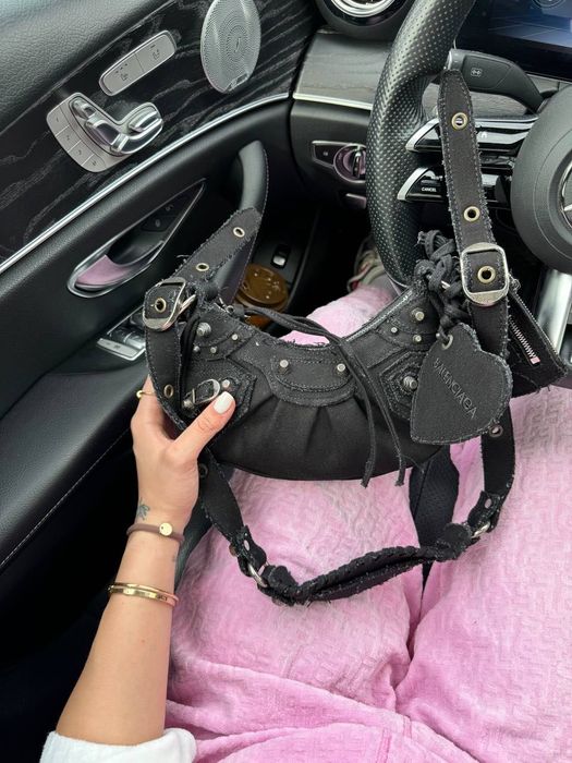 Сумка Balenciaga Le Cagole / баленсьяґа чорна тканинна сумочка