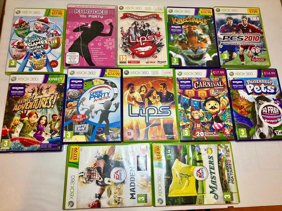 Xbox 360 + Kinect + 2 comandos + 2 microfones + 13 jogos