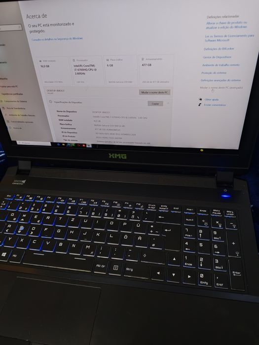 Portátil Gaming XMG  – i7 / GTX 1060 / 16GB RAM / SSD 480GB