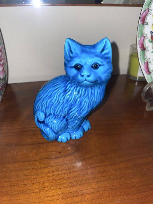Gato de porcelana China Azul turquesa, exclente estado