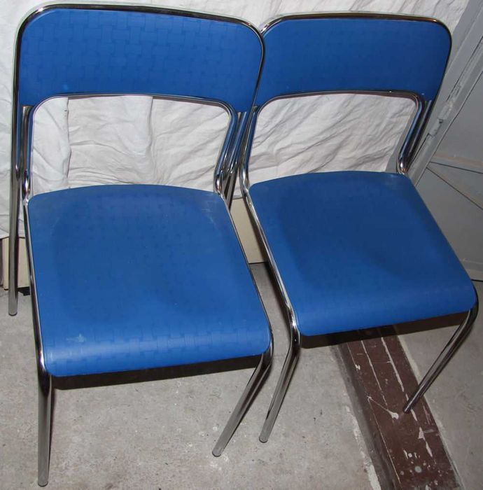 2 KRZESŁA Metalowe Plastikowe CORTINA NIEBIESKIE - Nowe !