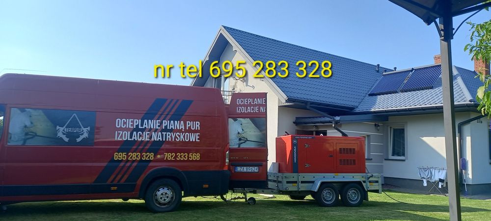 Ocieplanie pianką pur poddaszy , wdmuchiwanie welny,izolacja fundament