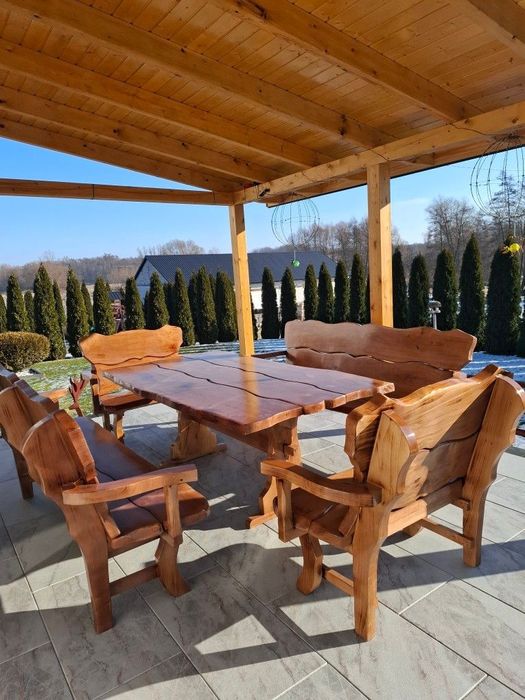 Meble ogrodowe stół ławki krzesła dla 10-12 osób altana parasol ogród