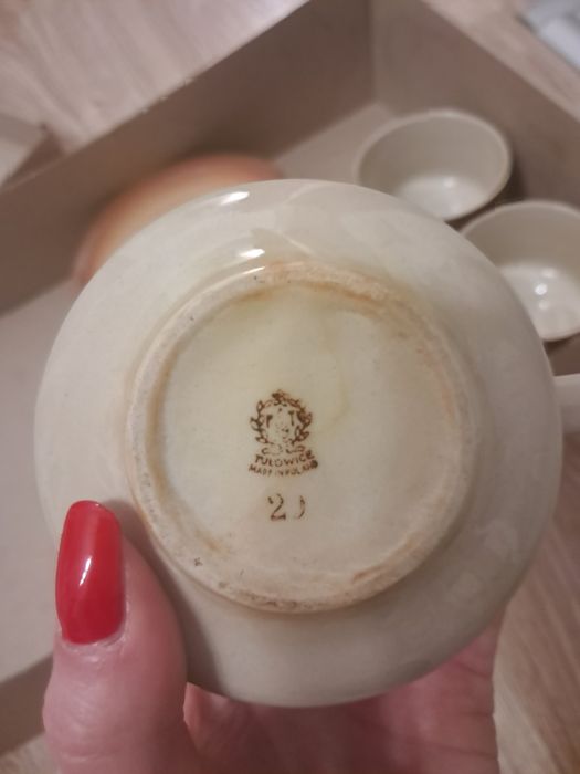 Filiżanki ze spodeczkami Tułowice, made in Poland, ceramika z czasów P