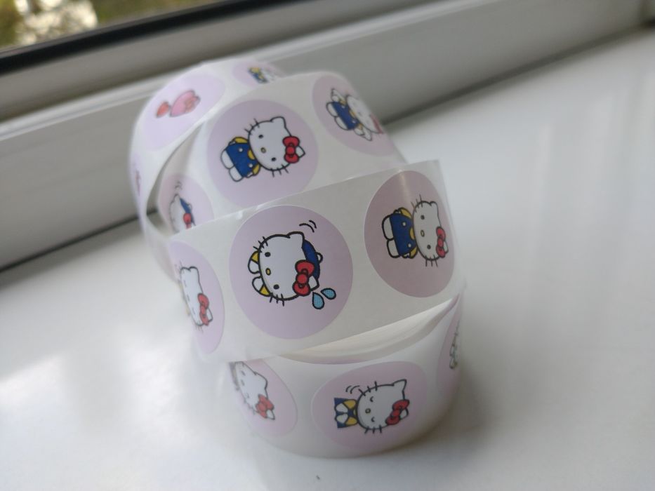 Naklejki naklejka wlepka rolka Hello Kitty okrągłe kawaii