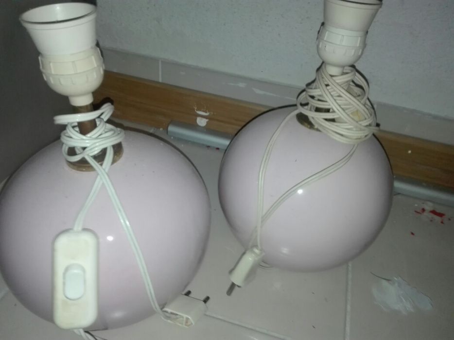 Candeeiros de loiça rosa