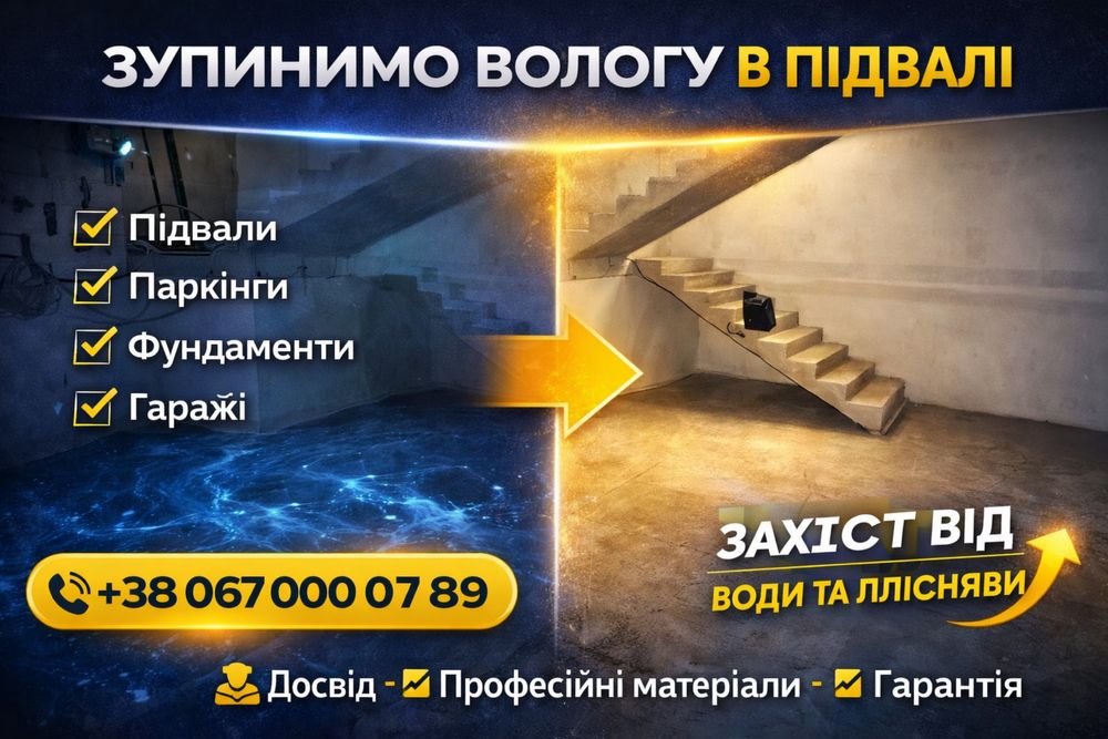 Гідроізоляція підвалів Без розкопування Усунення грибка та плісняви