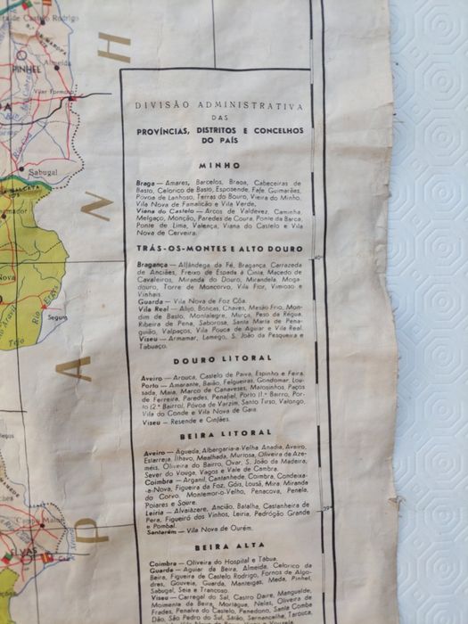 Mapa Portugal Continental J.R SILVA - Antigo Década 50/60