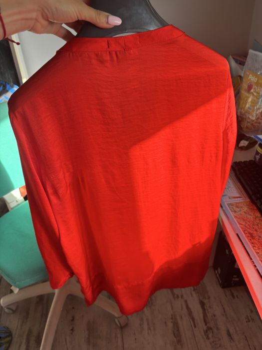 Hm h&m elegancka satynowa bluzka satyna atłas 36 S szpic Pagony