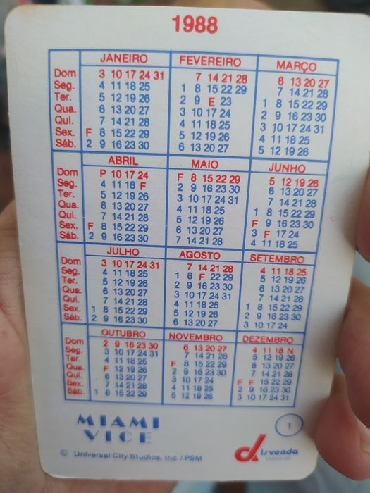 Calendário Missão em Miami aka Miami Vice  n° 1 coleção disvenda - oferta dos portes de envio