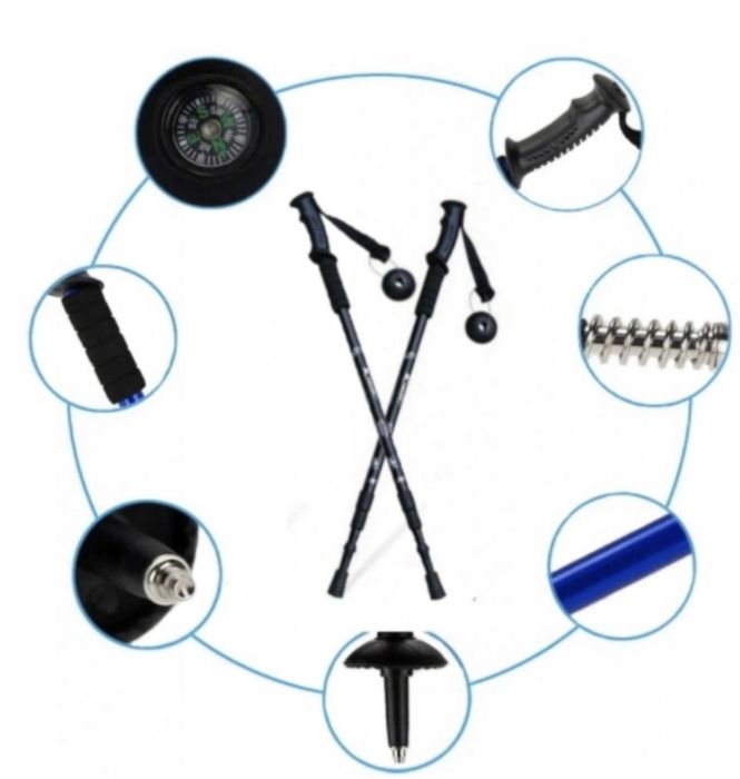 KIJE Kijki NORDIC WALKING trekingowe Aluminium TELESKOPOWE 4 kolory No