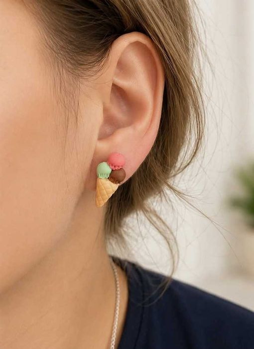 kolczyki SŁODKIE GAŁKI - LODY! NOWE! HandMade Uroczy Drobiazg