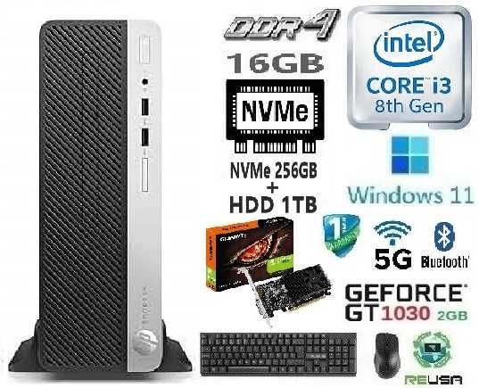Pç LowGaming 8ªG|i3-8100-3.6G|16G|256G+1TB|TPM2.0|GT1030-2G|5G+BT|W11
