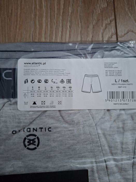 Spodnie piżamowe Atlantic, rozmiar L, bawełna
