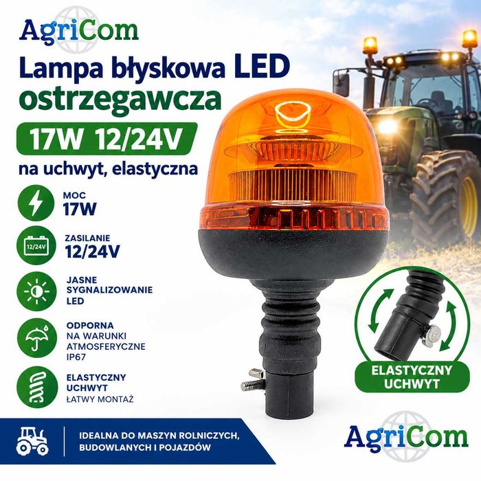 Lampa błyskowa LED, 24W 12/24V na uchwyt, elastyczna Kramp kogut
