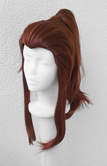 Brigitte Overwatch brązowa ruda peruka z kitką cosplay brązowy wig